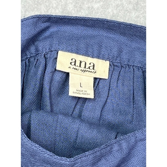 ANA Women's L Blue Chambray Apron Tank Top Ruffle Strap Sleeveless NWT - Picture 4 of 7